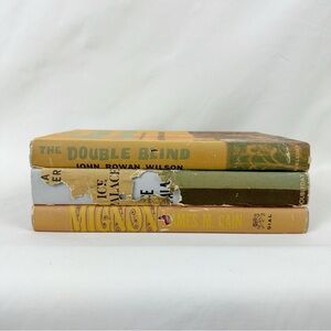 Vintage Book Stack Lot of 3 Books Decor Shelf Display Hardcover Tan Neutral